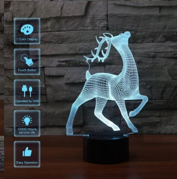Deer 3D 7 Colour Touch Control LED Night Illusion Light